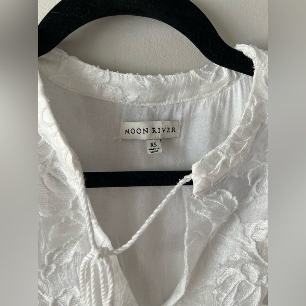 Moon River Bohemian White Lace Long Sleeve Dress Women’s Size XS - Picture 7 of 10